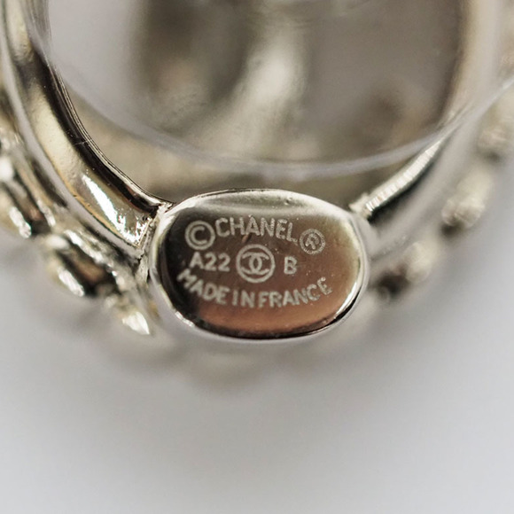 Chanel CHANEL Oval Coco Stone Earrings Clear Light Gold AB9232 Women's - Picture 4 of 6